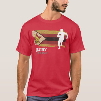 T-shirt Joueur de rugby Drapeau Zimbabwe Balle Sportive Ru
