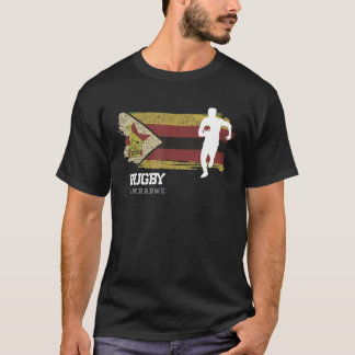 T-shirt Joueur de rugby Zimbabwe Drapeau Sport Bal Rugby