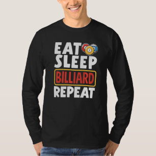 T-shirt Joueur de snooker Piscine Manger Dormir Billard Ré