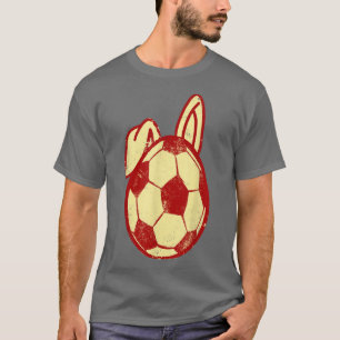 T-shirt Joueur de soccer mignon lapin chasse oeufs de ball