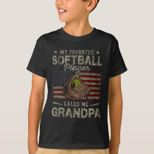 T-shirt Joueur de softball préféré m'appelle Grand-père de