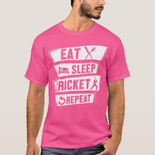 T-shirt Joueur de sport de cricket Mangez le sommeil crick
