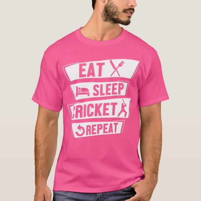 T-shirt Joueur de sport de cricket Mangez le sommeil crick (Devant)
