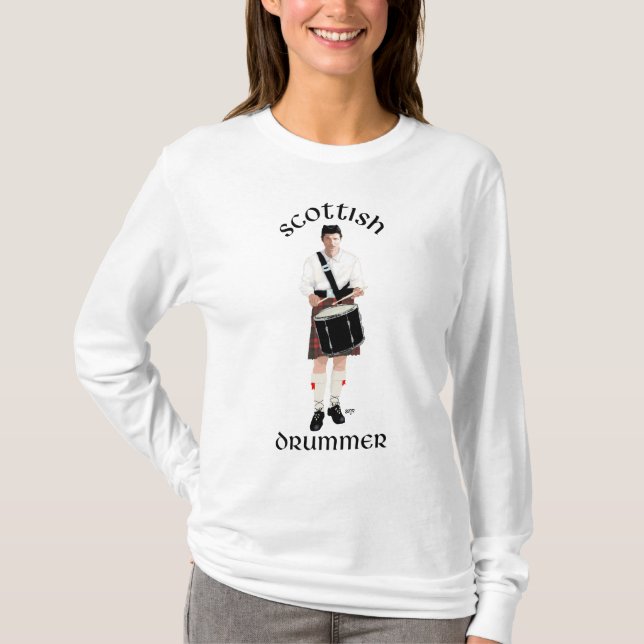 T-shirt Joueur de tambour écossais - Kilt rouge (Devant)