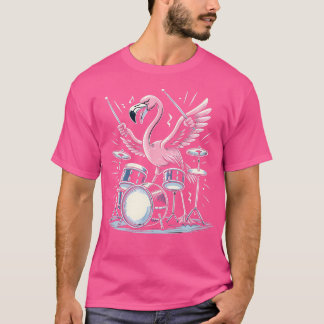 T-shirt Joueur de tambours Flamant rose de tambours Jouer