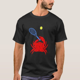 T-shirt Joueur de tennis de crabe rouge Raquette de coquil