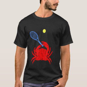 T-shirt Joueur de tennis de crabe rouge Tennis Racquet mol