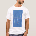T-shirt Joueur de tennis de tennis Blue Tennis<br><div class="desc">Conception classique personnalisée de court de tennis en bleu avec des raquettes de tennis classiques, chic, preppy & élégantes et des balles de tennis vertes. Un cadeau simple et minimaliste pour votre entraîneur de tennis ou votre équipe de tennis. Cadeau personnalisé pour un joueur de tennis. Illustration du terrain de...</div>