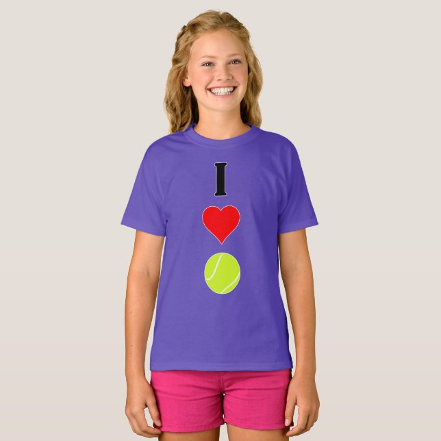 T-shirt Joueur de tennis I Love (Coeur) Tennis Sport verti (Devant entier)