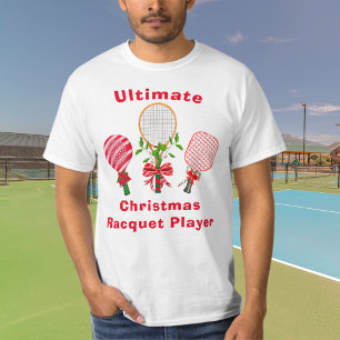 T-shirt Joueur de tennis, paddleball, pickleball de Noël