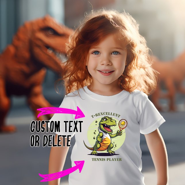 T-Shirt Joueur de tennis 🎾 🦕 T-Rexcellent (T-rexcellent tennis player t-shirt for all sizes and all ages, custom text)