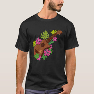 T-shirt Joueur de ukulélé floral Hawaï Graphique musical