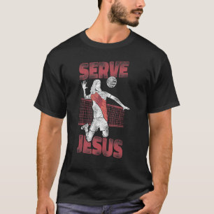 T-shirt Joueur de volley-ball Équipe Jésus Vintage Servir