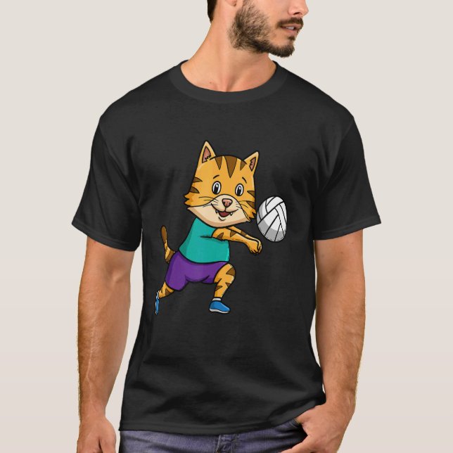 T-shirt Joueur de volley-ball Spike Net Cat Whisperer (Devant)