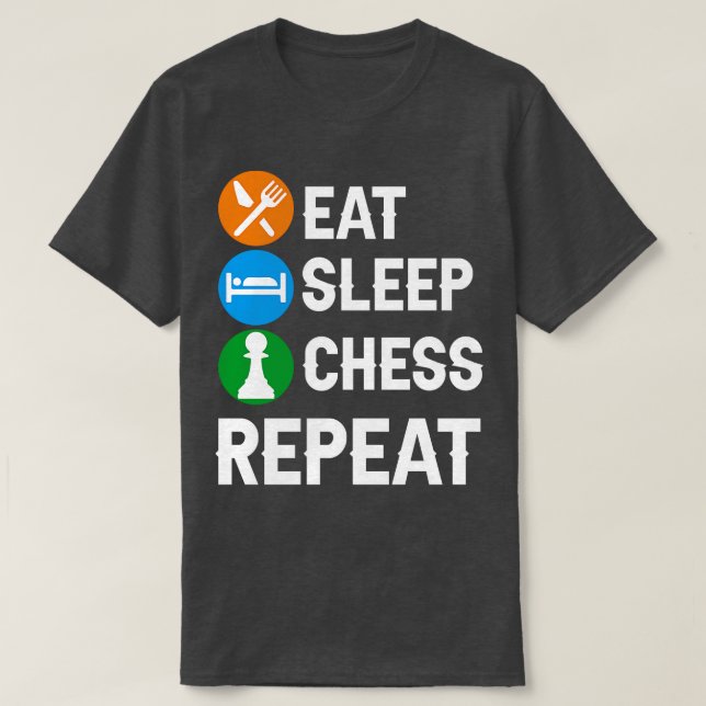 T-shirt Joueur d'échecs amusant Pièces Amoureux Manger Cha (Design devant)