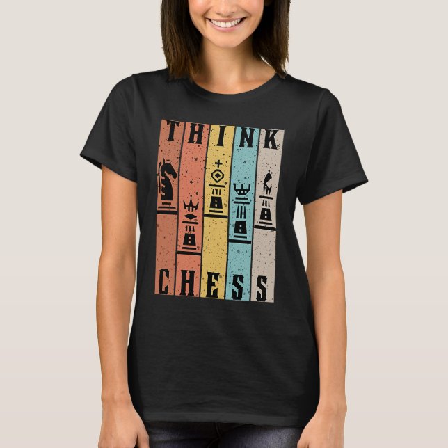 T-shirt Joueur d'échecs pense jeu de pièces ensemble vinta (Devant)