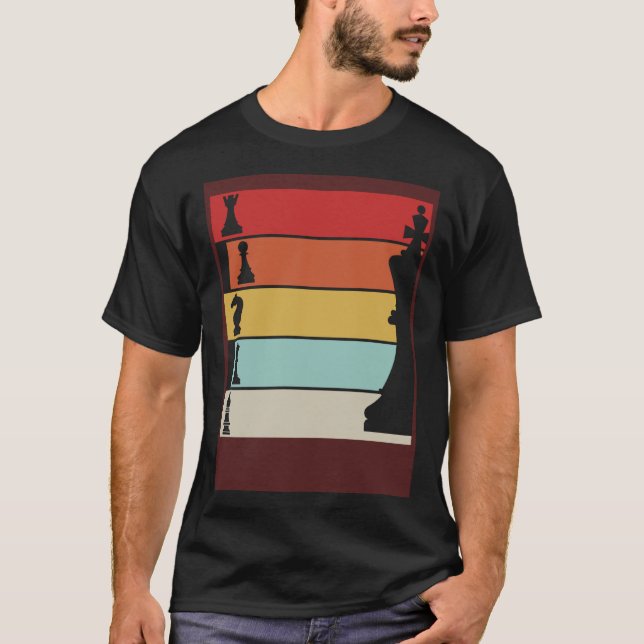 T-shirt Joueur d'échecs rétro plateau d'échecs (Devant)