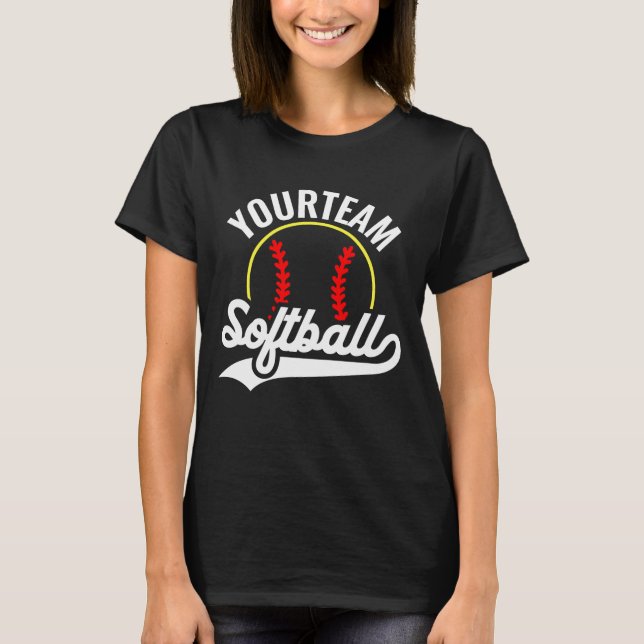 T-shirt Joueur d'équipe de softball ADD NOM Personnalisé L (Devant)