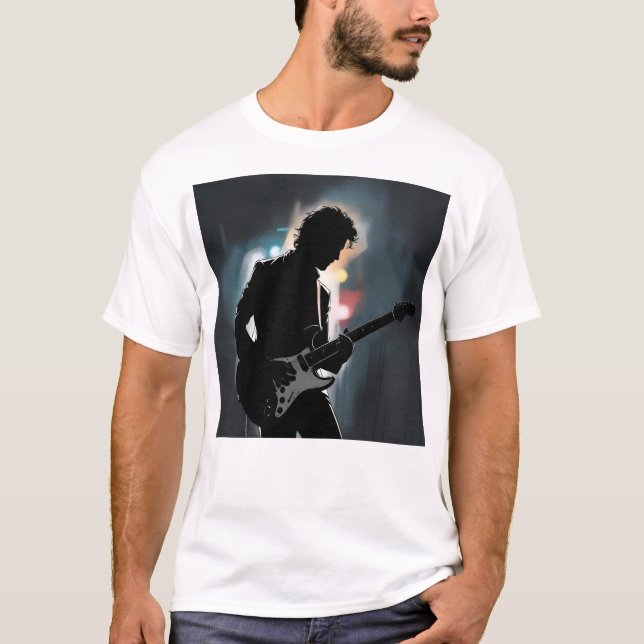 T-shirt Joueur d'ombre - Mystérieuse Guitare Electrique Si (Devant)