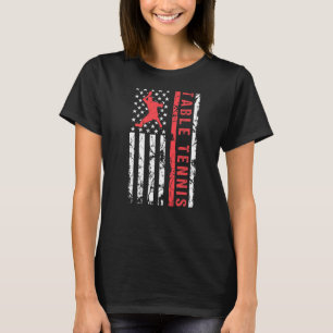 T-shirt Joueur du drapeau américain Cool de tennis de tabl