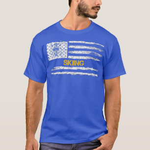 T-shirt Joueur du drapeau américain vintage Skier