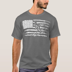 T-shirt Joueur du drapeau américain vintage Skier