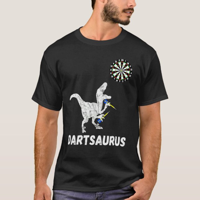 T-shirt Joueur fléchettes Dinosaure Jeu fléchettes (Devant)