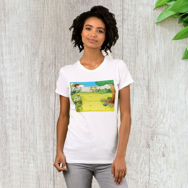 T-shirt Joueur garçon courir dans un Jardin vert luxuriant (Créateur téléchargé)
