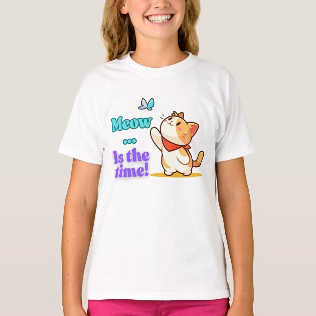 T-shirt Joueur Kawaii Cat Meow Citation Tee (Devant)