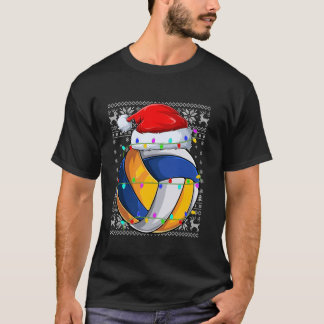 T-shirt Joueur moche de sport de sport Santa Hat Volleybal
