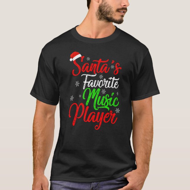 T-shirt Joueur musical favori de Xmas Père Noël Noël (Devant)