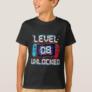 T-shirt Joueur Niveau 8 Débloqué Cadeau d'anniversaire 8 a