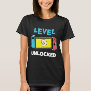 T-shirt Joueur Niveau 9 Débloqué Cadeau 9ème Anniversaire