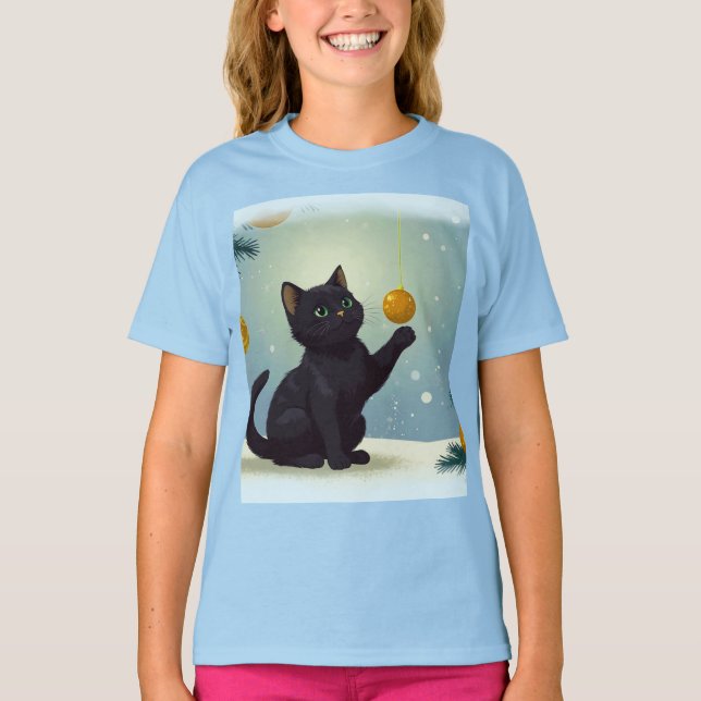 T-shirt Joueur Noël Kitten (Devant)