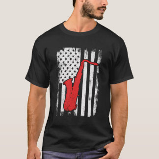 T-shirt Joueur saxophone américain patriotique