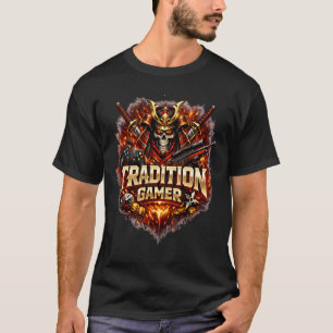 T-shirt Joueur Traditionnel : Guerrier Samouraï Crânien Ép