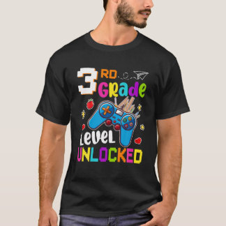 T-shirt Joueur vidéo déverrouillé de niveau 3e vers