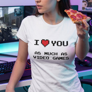T-shirt Joueur vidéo rétro 8 bits Petit ami Petite amie