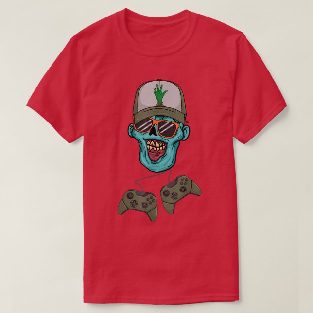 T-shirt Joueur vidéo Zombie Halloween Joueur Zombie T- (Design devant)