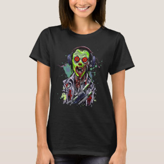 T-shirt Joueur zombie jouant à un jeu vidéo Halloween Horr