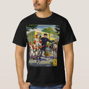 T-shirt Joueurs de baseball vintage et agent de police de 