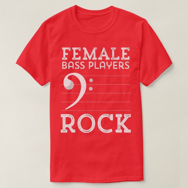 T-shirt Joueurs de basse féminine Rock Basse Double Musiqu (Design devant)