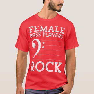 T-shirt Joueurs de basse féminine Rock Basse Double Musiqu