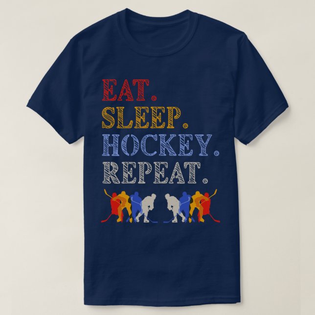 T-shirt Joueurs de hockey de répétition de sommeil (Design devant)