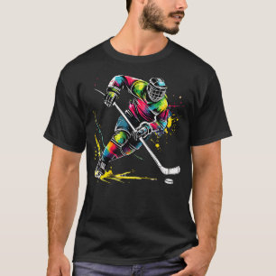 T-shirt Joueurs de hockey sur glace colorés garçons filles