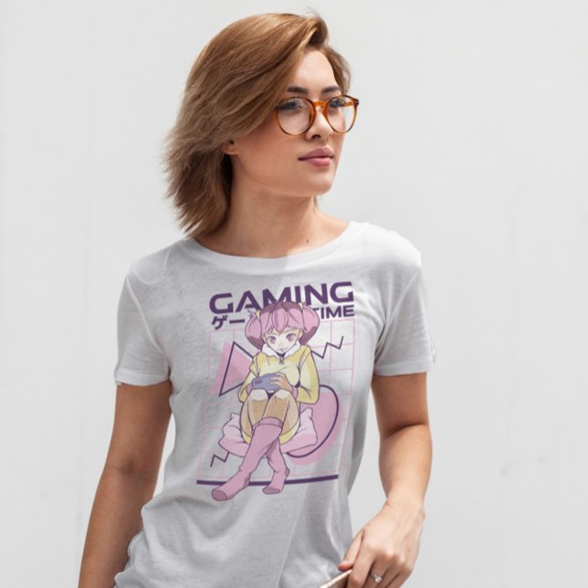 T-shirt Joueuse Anime Cheveux Rose (Créateur téléchargé)