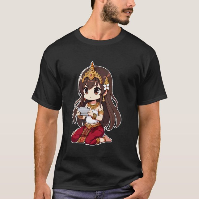 T-shirt Joueuse Apsara Chibi Cambodgienne Khmer Princesse  (Devant)