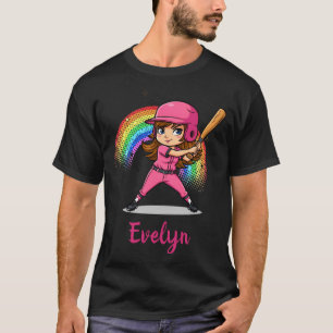 T-shirt Joueuse de baseball de dessin animé mignonne en t-