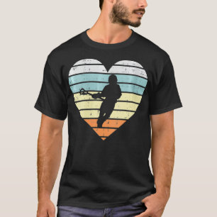 T-shirt Joueuse de crosse pour femmes Silhouette Heart Ret