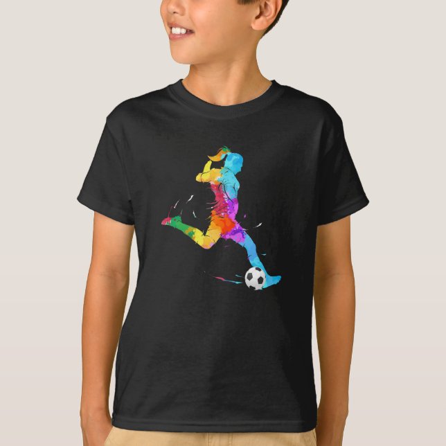 T-shirt Joueuse de football - Art coloré (Devant)